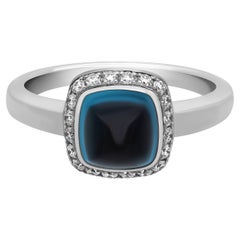 FRED Pain de Sucre 18K Gold London Blauer Topas & Diamant Ring Größe 4