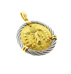 Fred Paris 18 Karat Yellow and White Gold Zodiac Aries Pendant