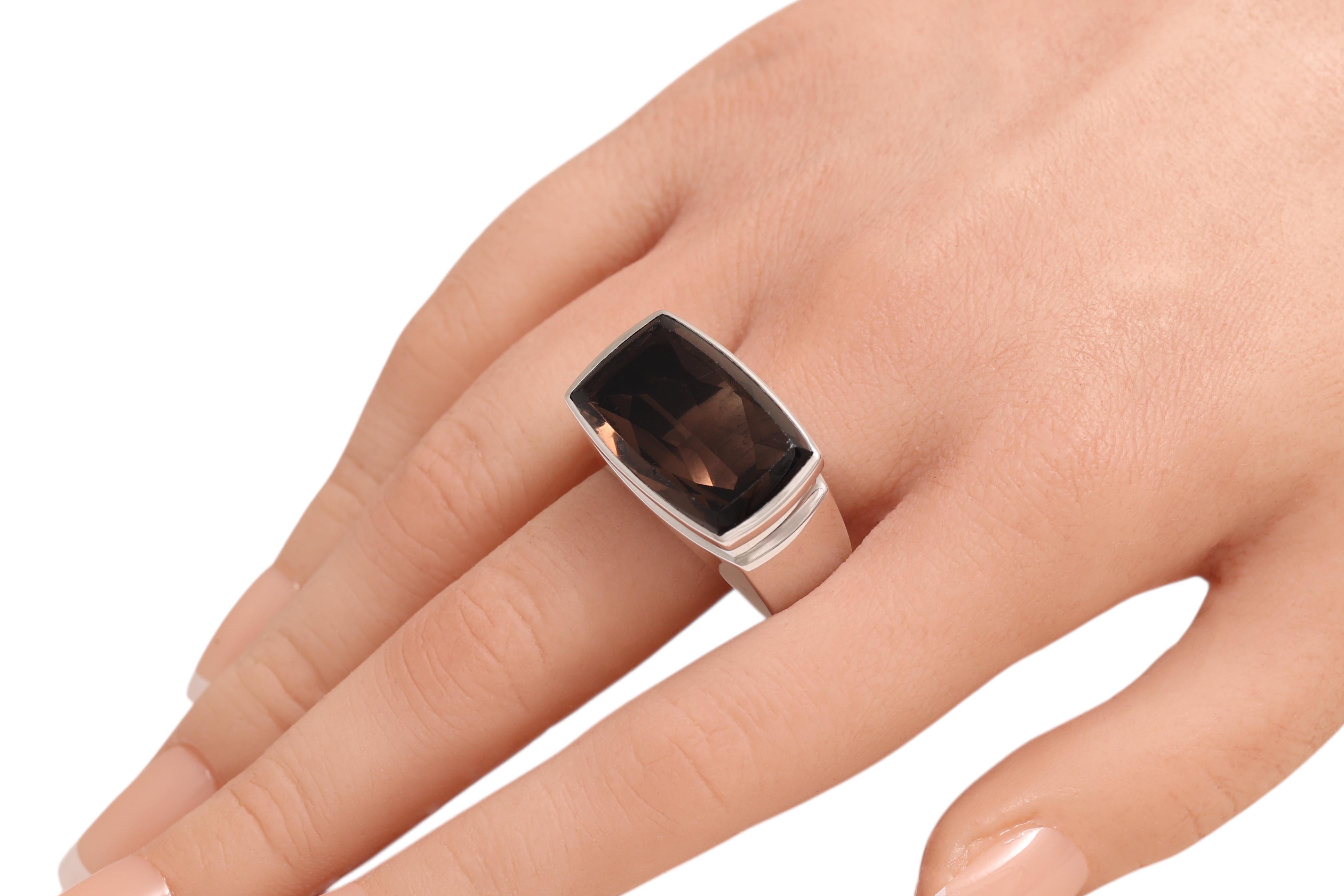 Fred Paris 18 Kt Weißgold mit riesigem natürlichen Rauchquarz im Angebot 5