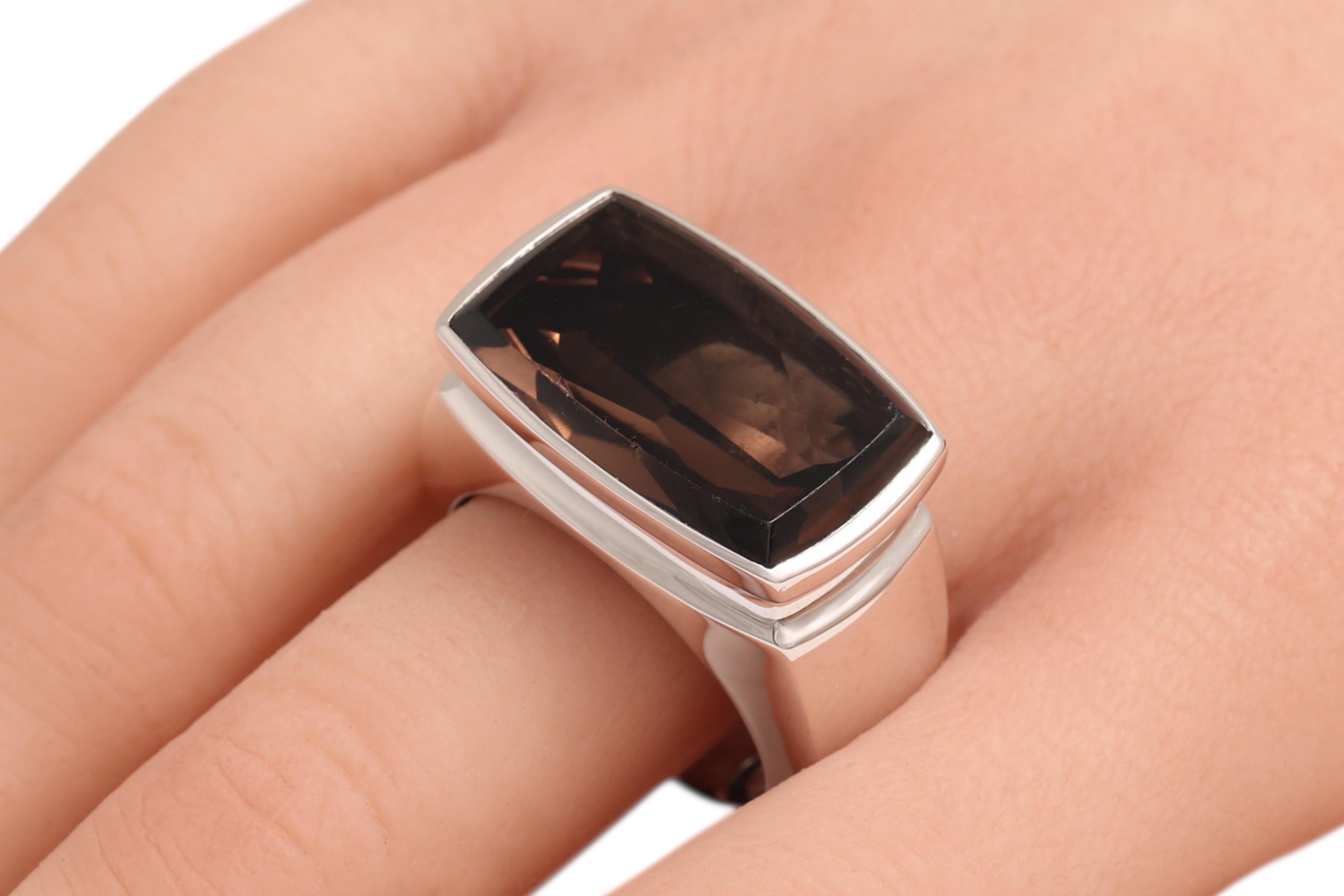 Fred Paris 18 Kt Weißgold mit riesigem natürlichen Rauchquarz im Angebot 6