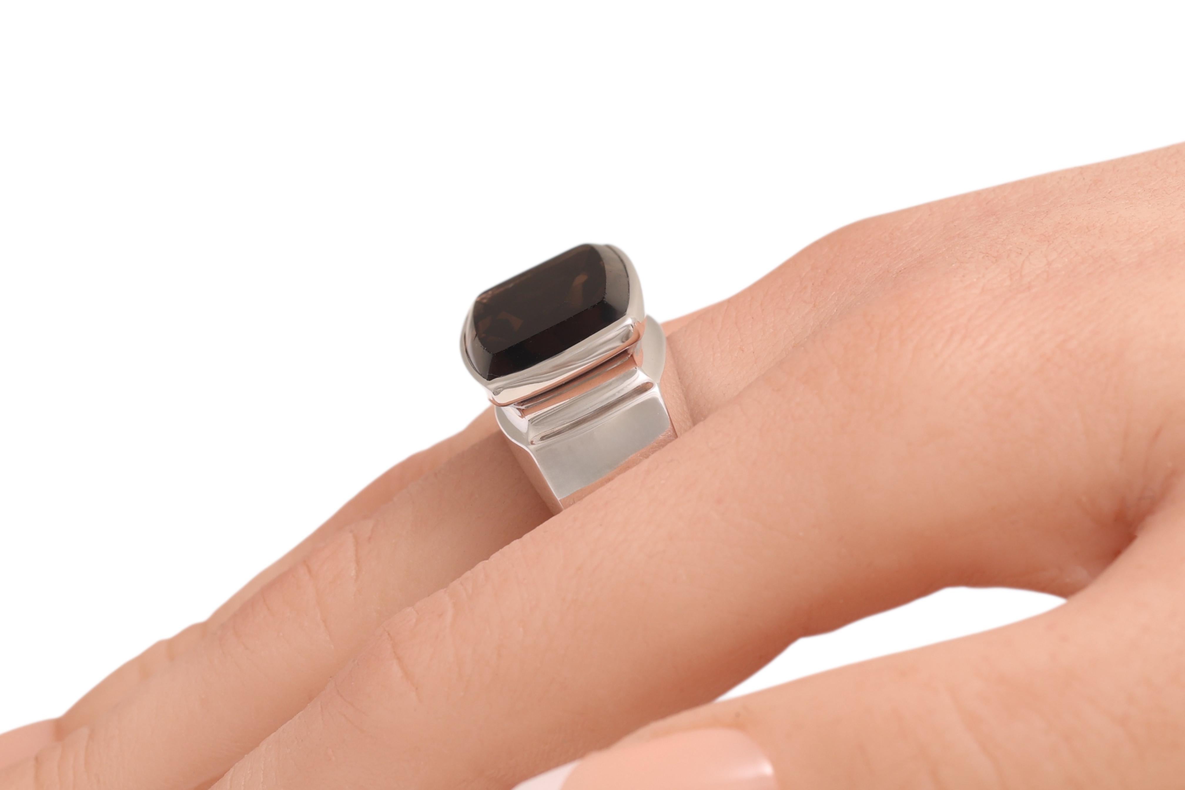 Fred Paris 18 Kt Weißgold mit riesigem natürlichen Rauchquarz im Angebot 7