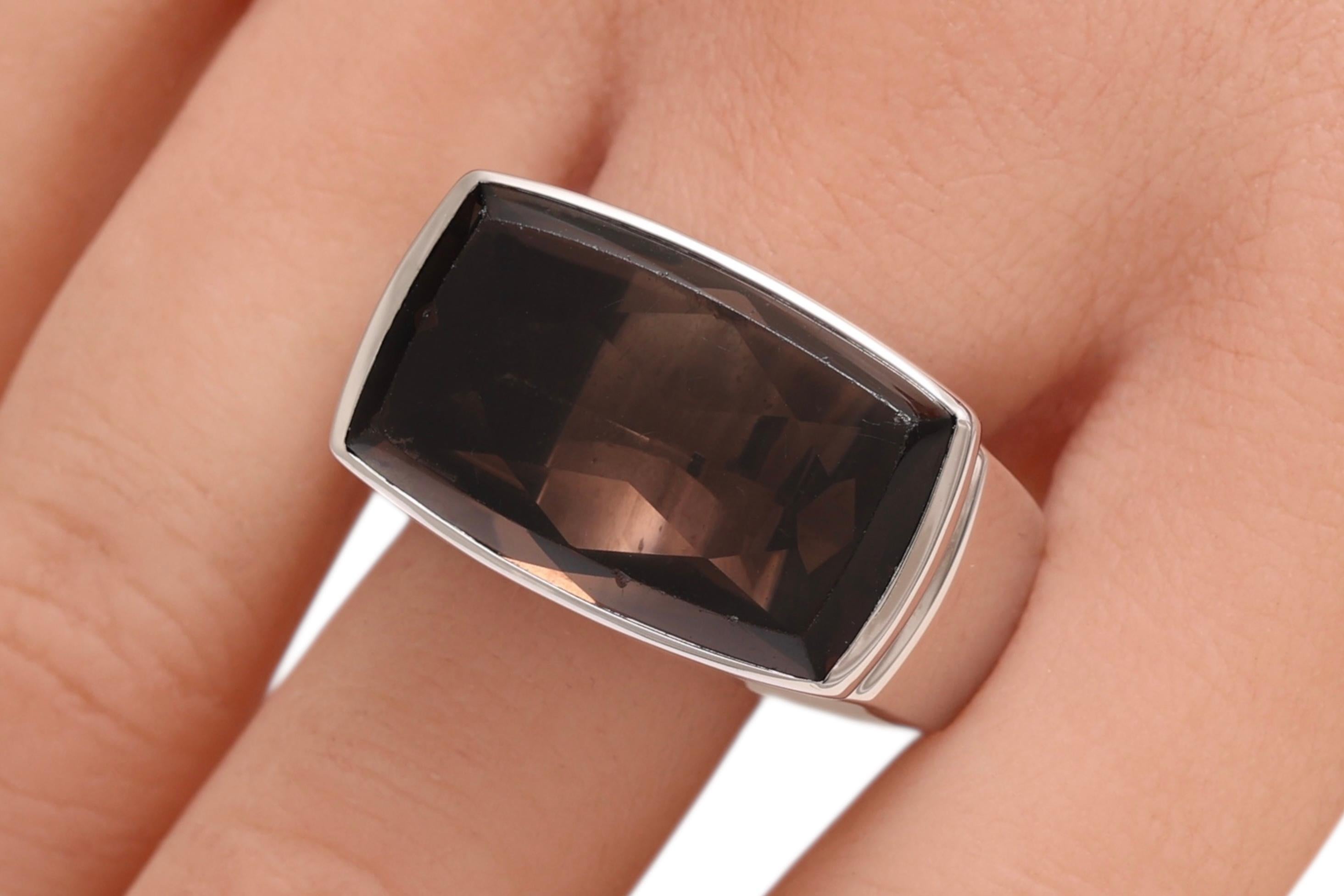 Fred Paris 18 Kt Weißgold mit riesigem natürlichen Rauchquarz im Angebot 8