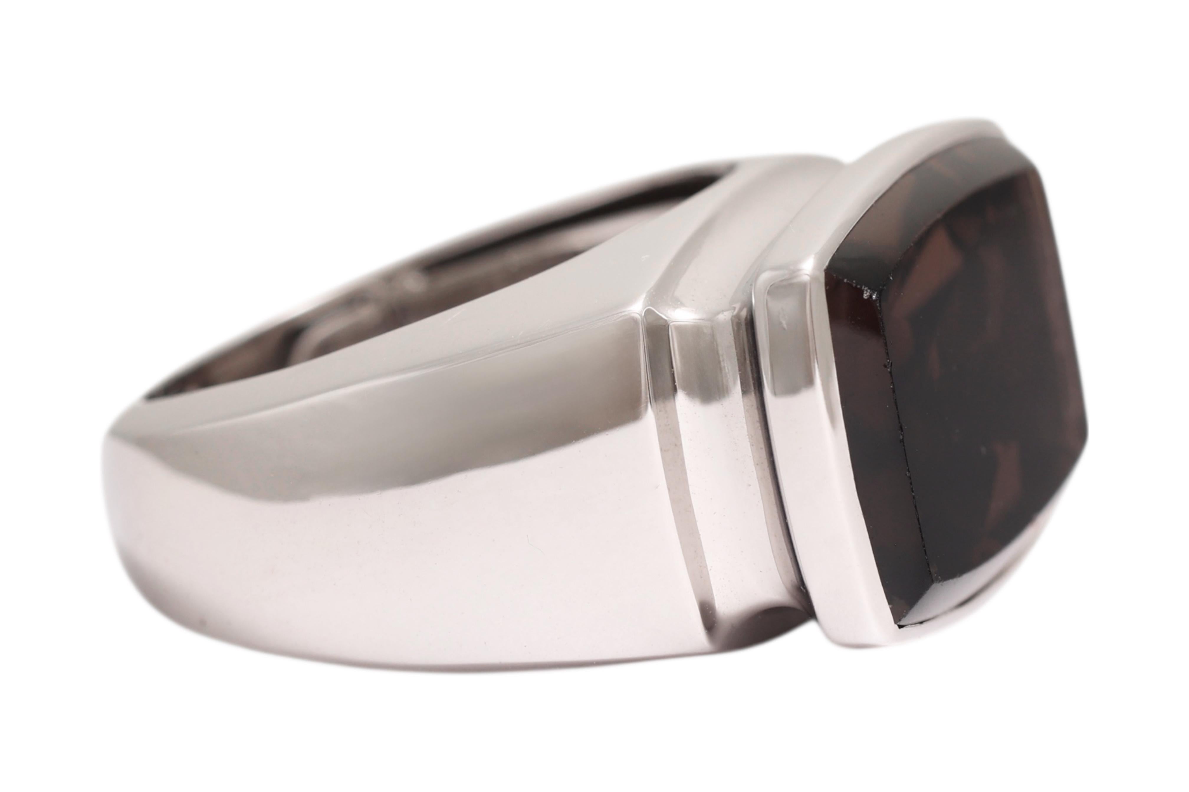 Fred Paris 18 Kt Weißgold mit riesigem natürlichen Rauchquarz (Moderne) im Angebot