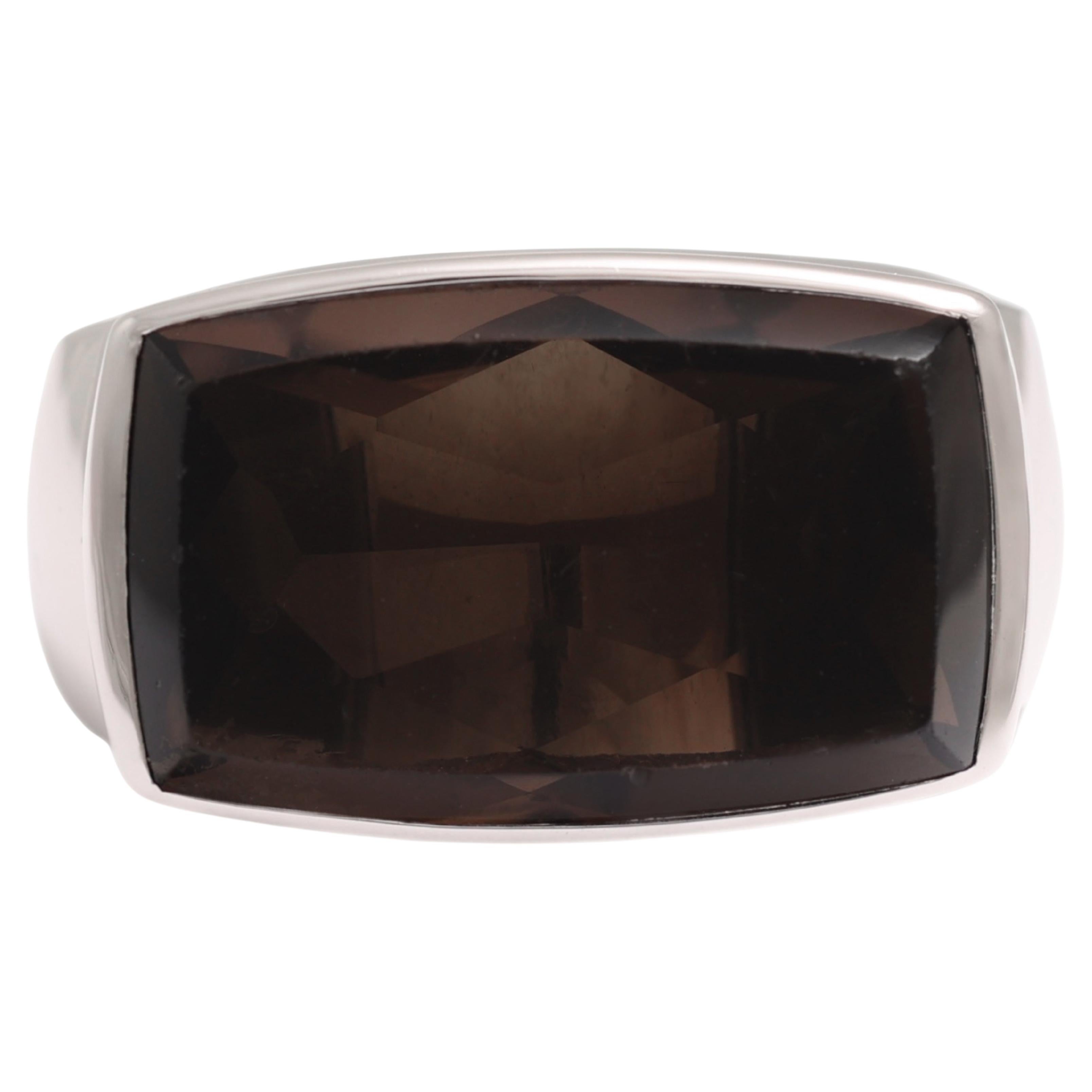 Fred Paris 18 Kt Weißgold mit riesigem natürlichen Rauchquarz im Angebot