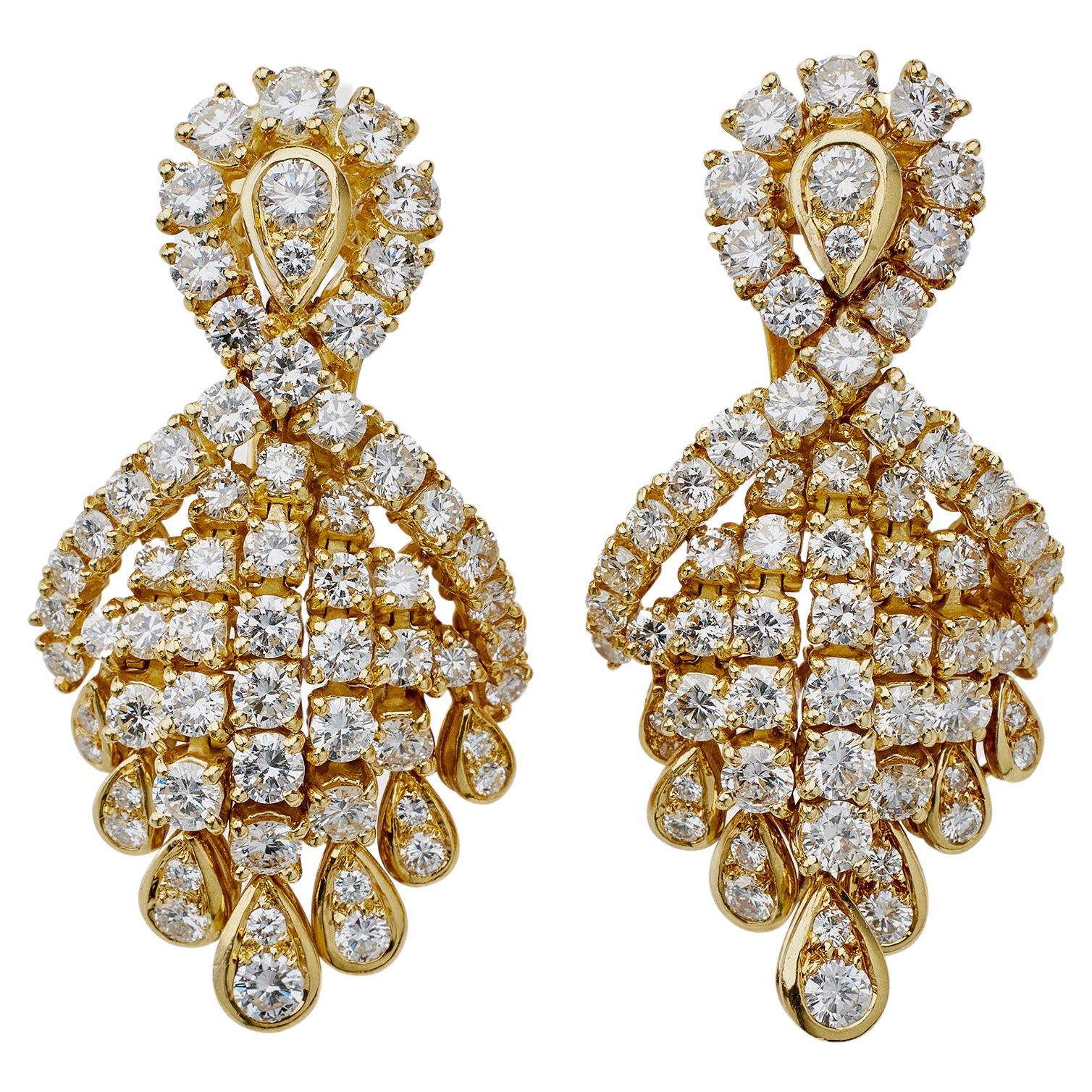 Pendientes colgantes Fred Paris de oro de 18 quilates y diamantes
