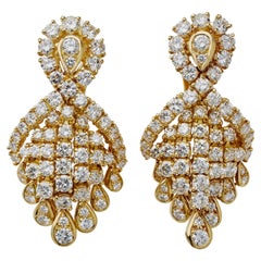 Retro Fred Paris 18K Gold and Diamond Pendant Earrings