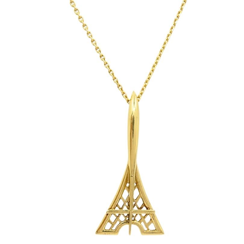 da uomo o donna Fred Paris - Collana con ciondolo Torre Eiffel in oro 18k in vendita