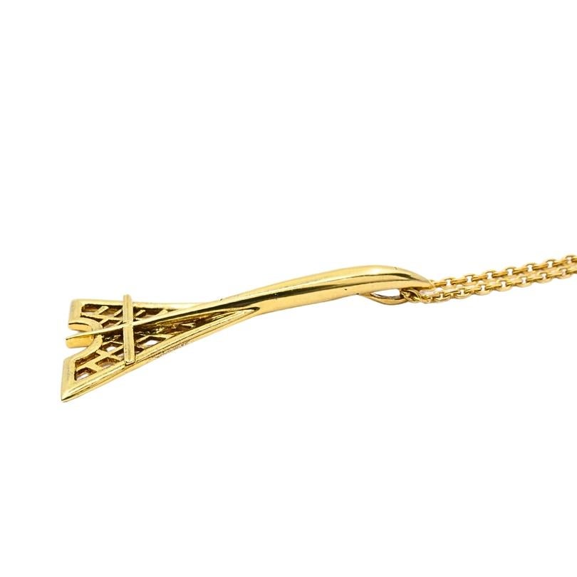 Fred Paris - Collana con ciondolo Torre Eiffel in oro 18k in vendita 1
