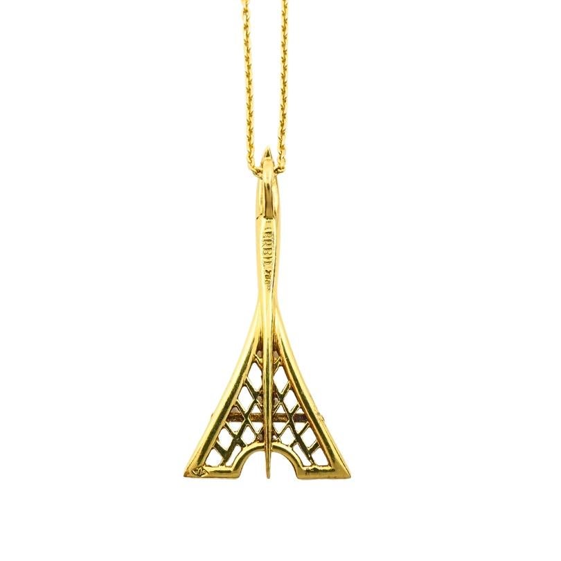 Fred Paris - Collana con ciondolo Torre Eiffel in oro 18k in vendita 2