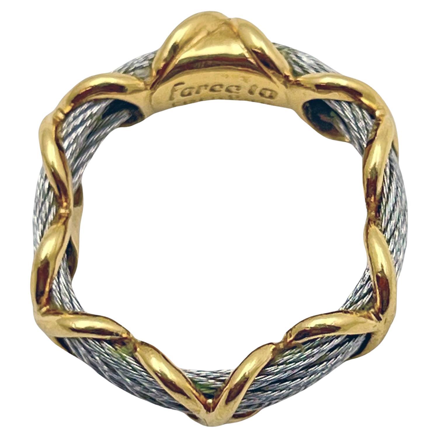 Anillo Fred Paris Fuerza 10 de cable de acero y oro de 18 quilates en Excelente estado para la venta en Palm Beach, FL