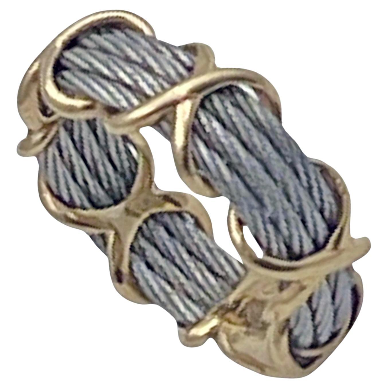 Femenino o masculino Anillo Fred Paris Fuerza 10 de cable de acero y oro de 18 quilates en venta