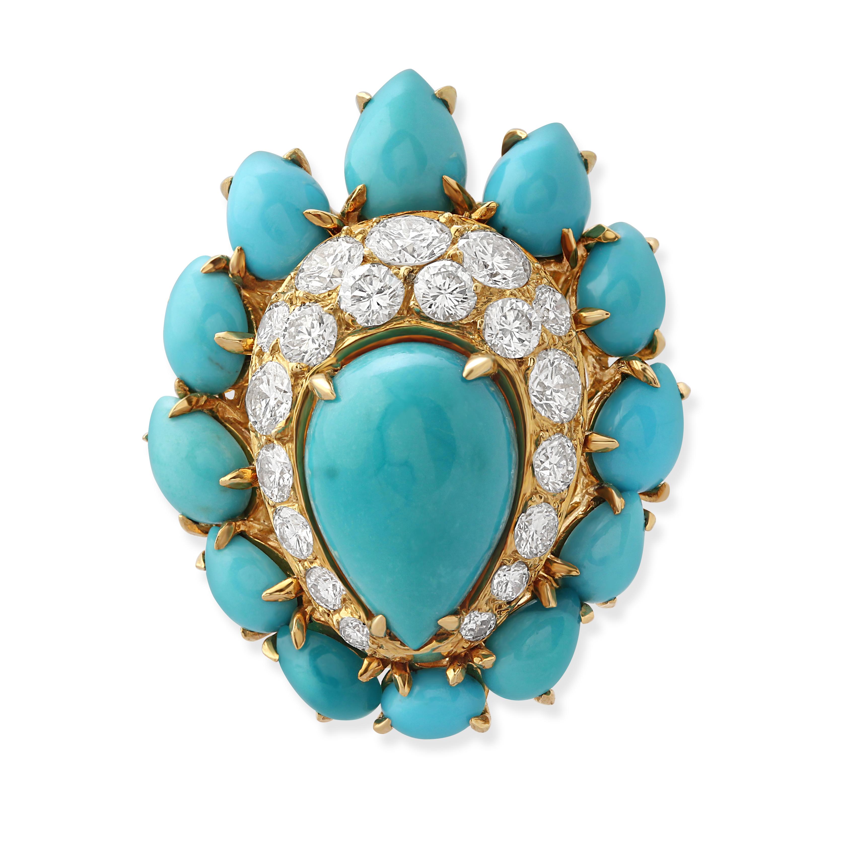 Fred, Paris 18k Gold & Turquoise Ring In Good Condition For Sale In London, GB