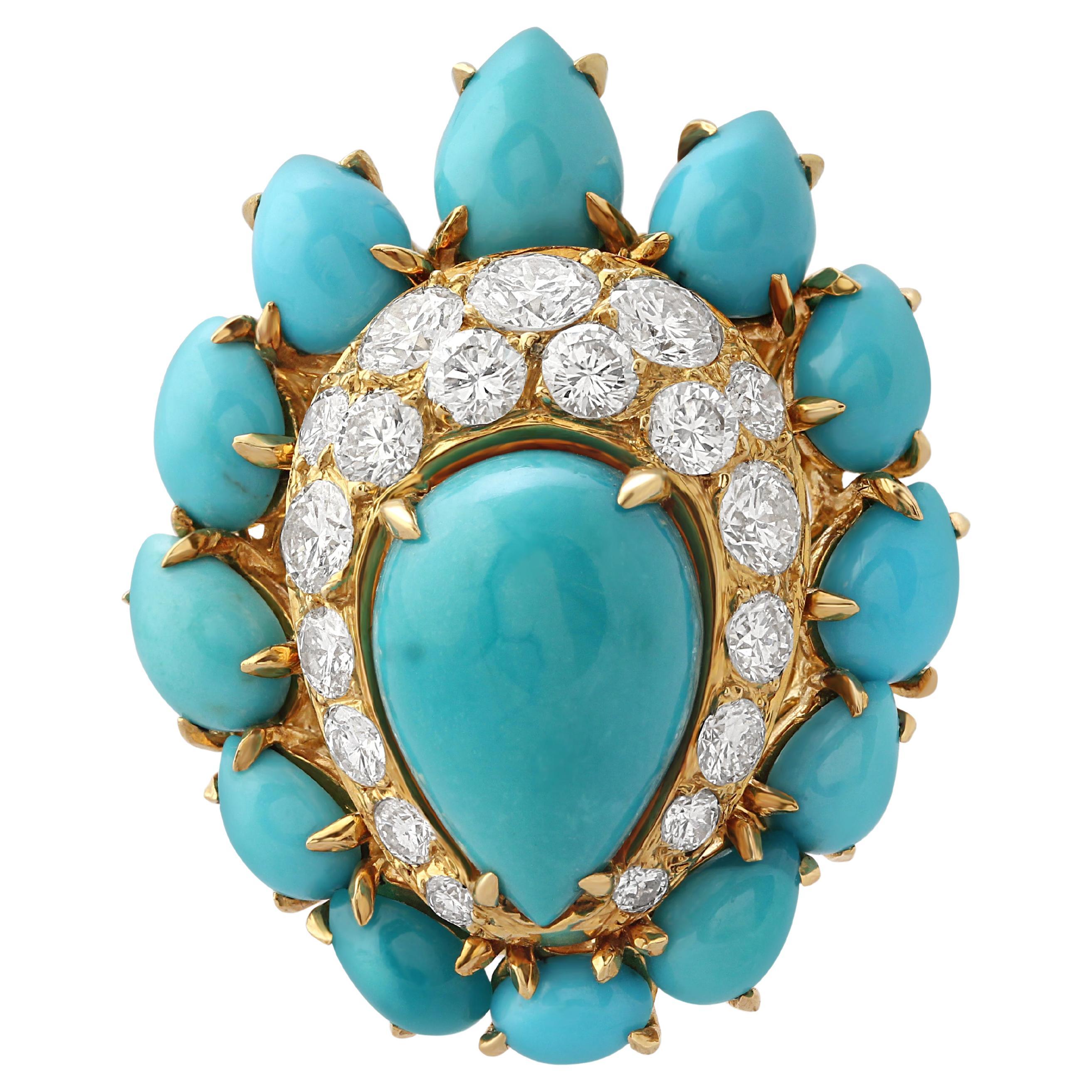 Fred, Paris 18k Gold & Turquoise Ring For Sale
