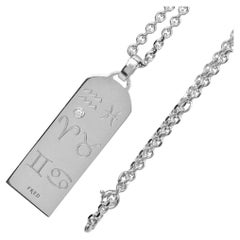 FRED PARIS 18k White Gold & Diamond Aquarius Zodiac Pendant Necklace Vintage
