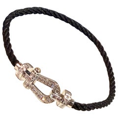 Pulsera FRED Paris de oro blanco de 18 quilates y diamantes, modelo Force 10, talla 16. Recibo, caja.