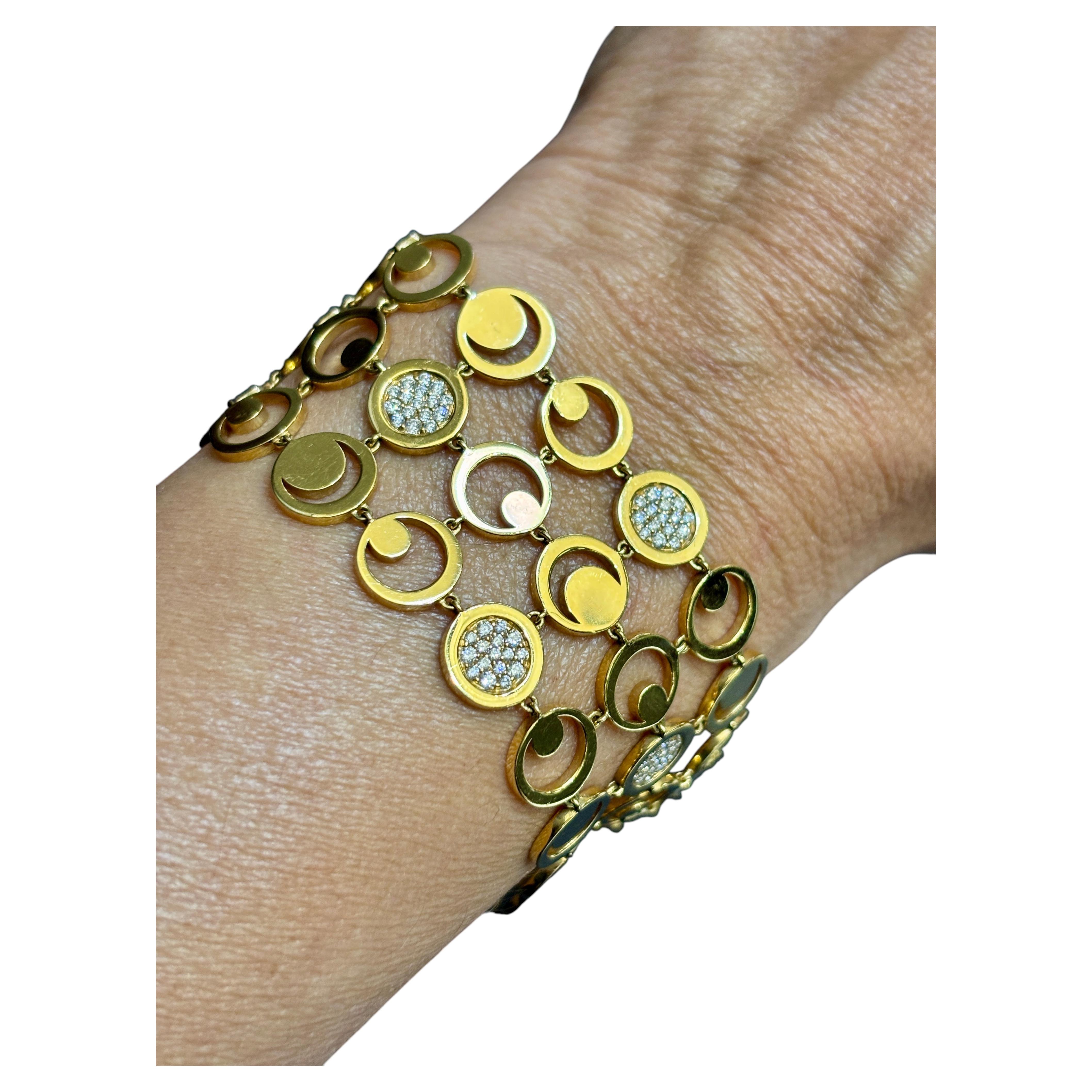Pre-owned Fred Paris 18k Yellow Gold And Diamond 'moonlight' Bracelet, Circa 1990