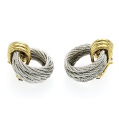 Fred Paris Boucles d'oreilles Collection Force 10" en or jaune et acier 18k