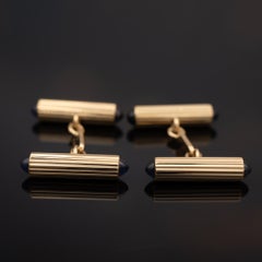 FRED Paris 18k Yellow Gold Cabochon Sapphire Cufflinks