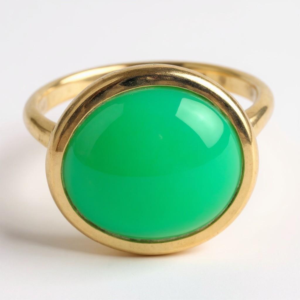 Fred Paris 18K Yellow Gold Chrysoprase Vintage Ring For Sale 1