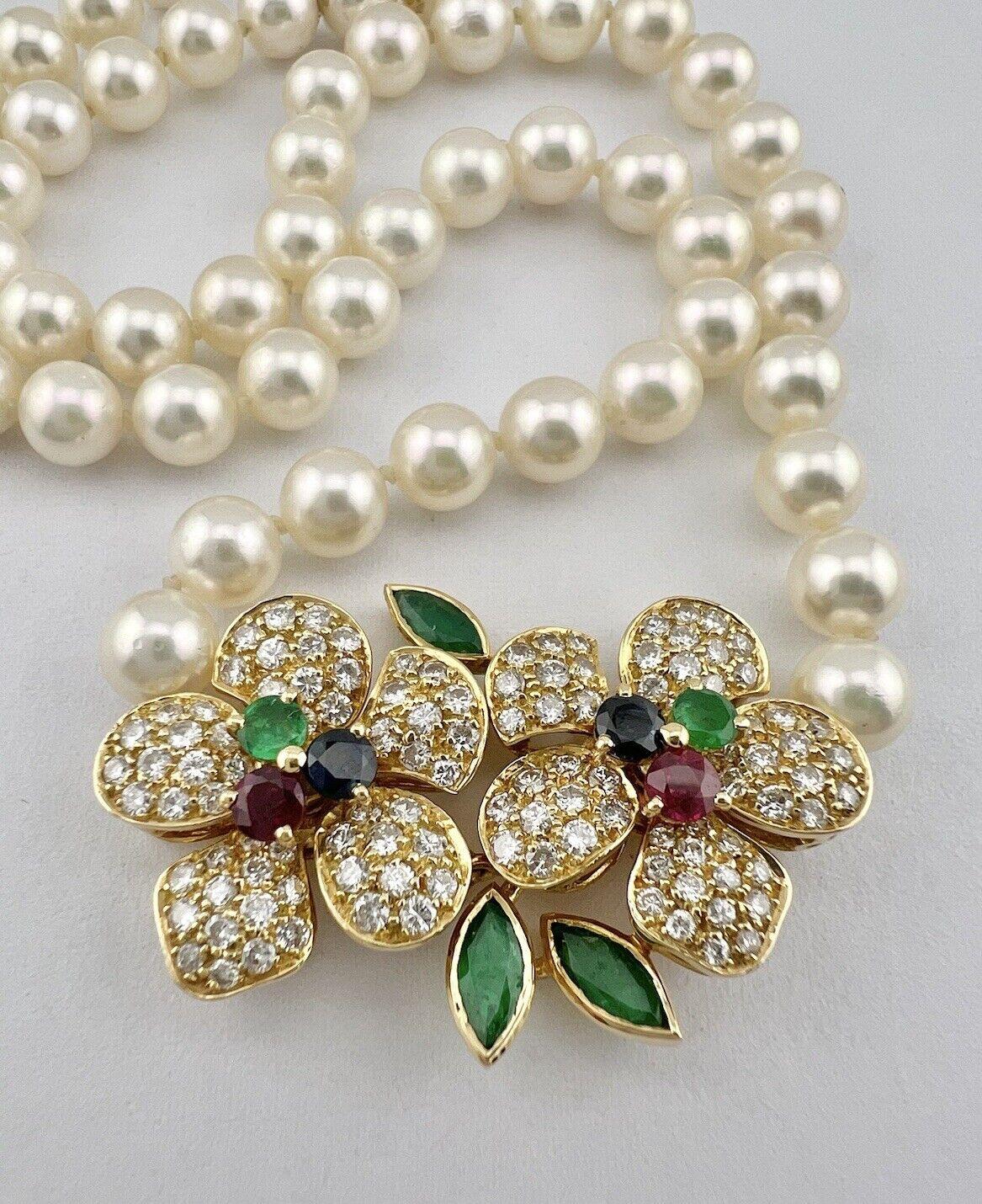 Fred Paris 18k Yellow Gold, Pearl, Diamond, Sapphire, Ruby & Emerald Necklace 1980s Vintage

Here is your chance to purchase a beautiful and highly collectible designer necklace.  Truly a great piece at a great price! 

Details:

Fred Of Paris 18k