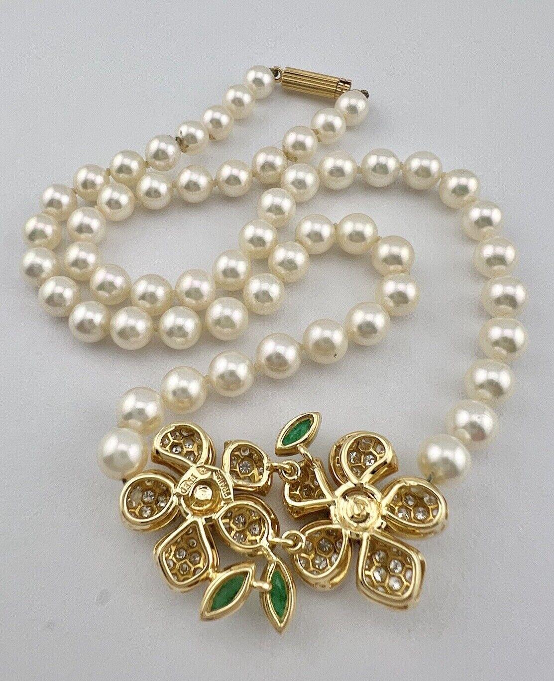 FRED PARIS 18k Yellow Gold, Pearl, Diamond, Sapphire, Ruby & Emerald Necklace 1