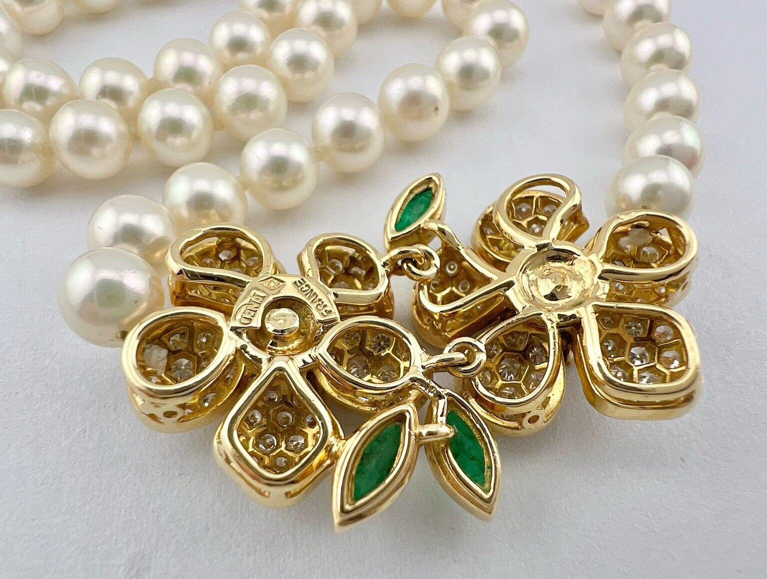 FRED PARIS 18k Yellow Gold, Pearl, Diamond, Sapphire, Ruby & Emerald Necklace 2