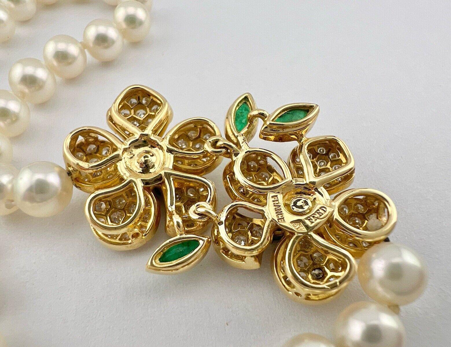 FRED PARIS 18k Yellow Gold, Pearl, Diamond, Sapphire, Ruby & Emerald Necklace 3