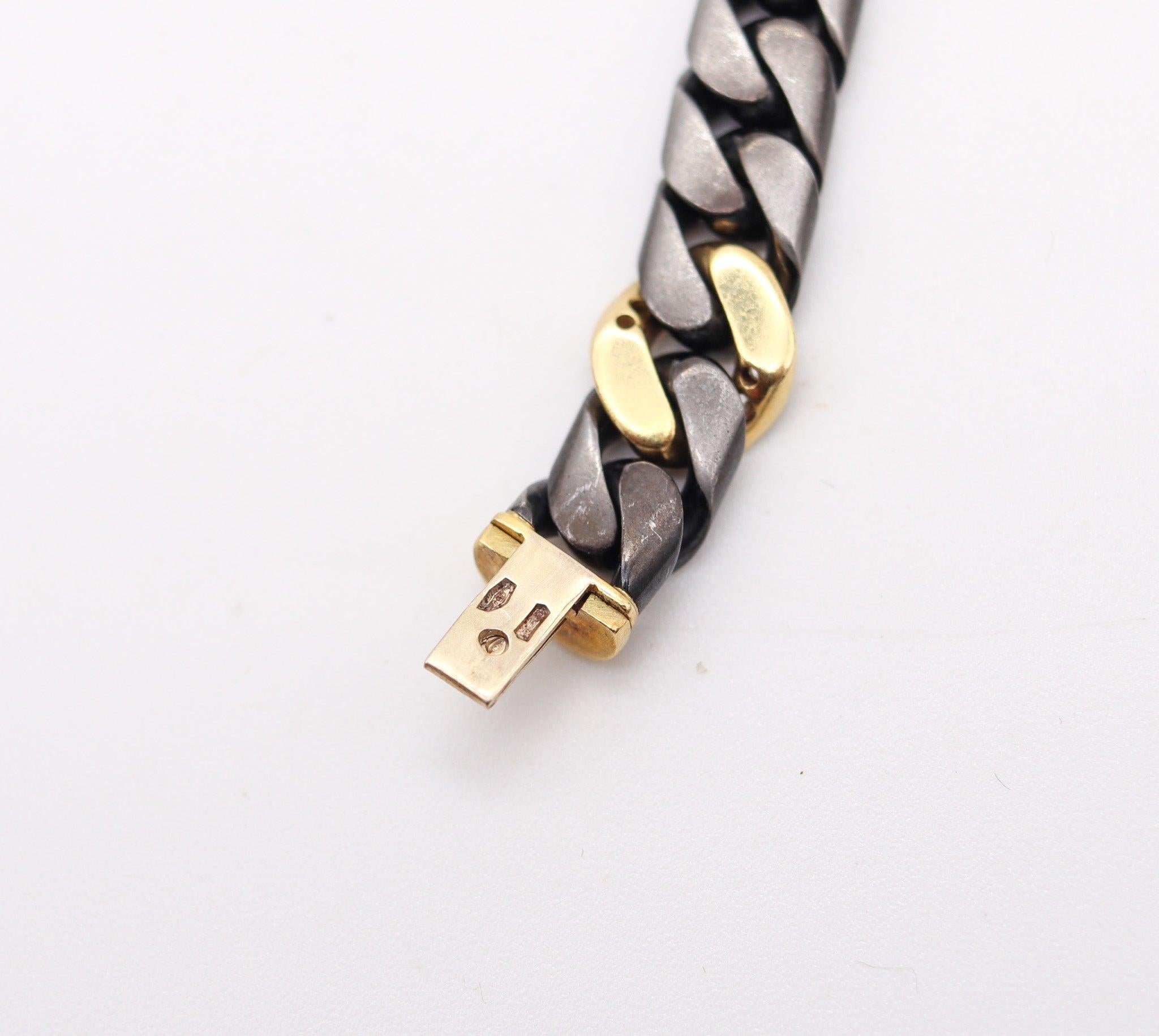 Fred Paris 1970 Bracciale a catena bicolore in oro giallo 18Kt con diamanti VS in vendita 2