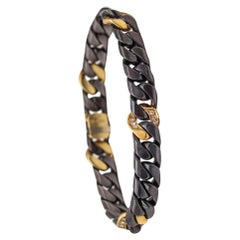 Fred Paris 1970 Bracciale a catena bicolore in oro giallo 18Kt con diamanti VS