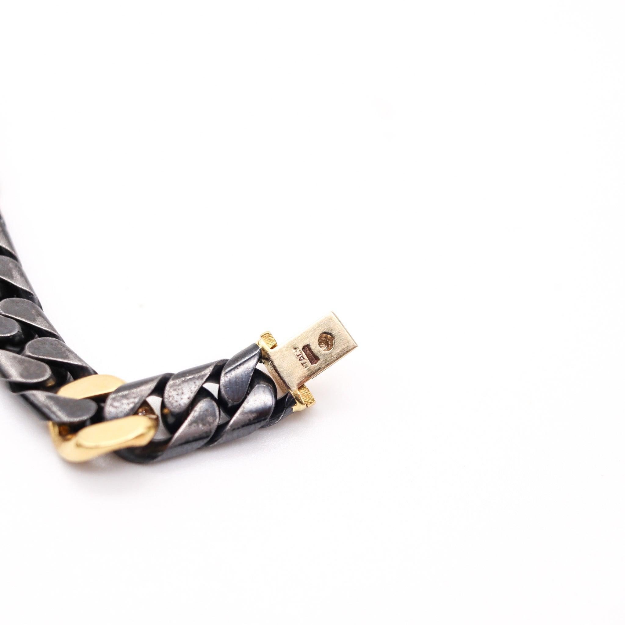 Fred Paris 1970 Collana a catena bicolore in oro giallo 18Kt e diamanti 1,98 Ctw in vendita 5