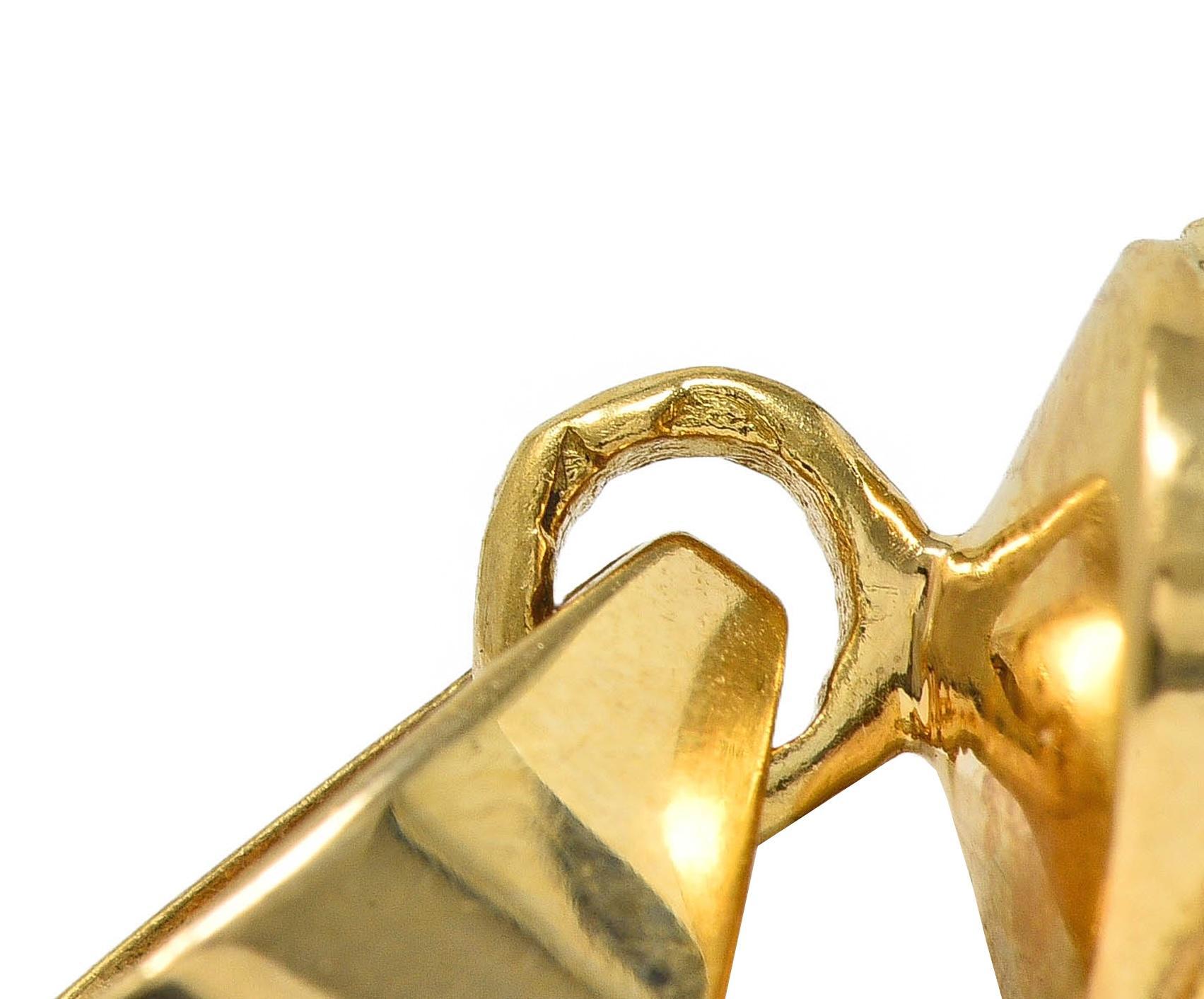 Women's or Men's Fred Paris 1970's French Coral 18 Karat Yellow Gold Vintage Foot Pendant