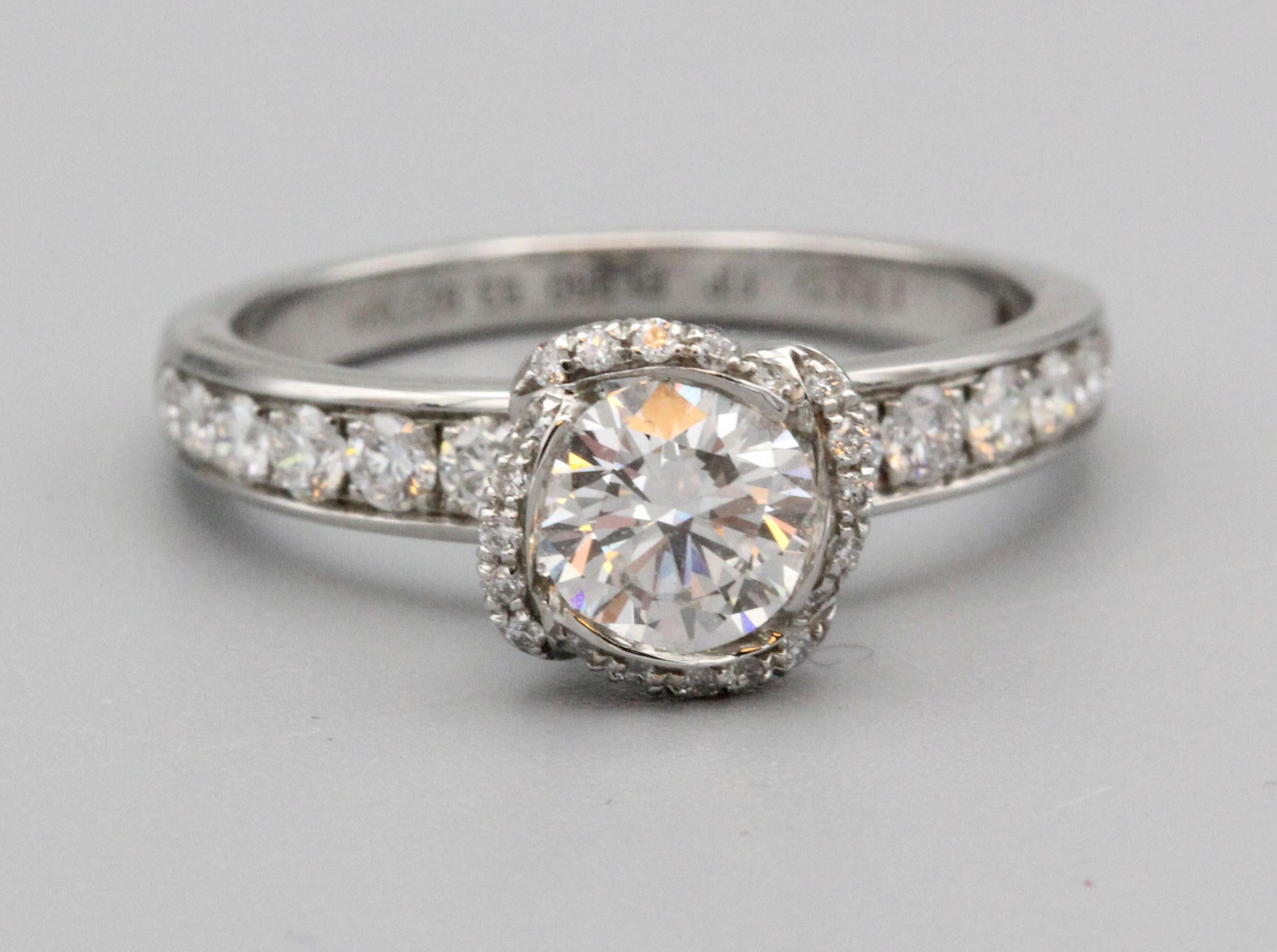 Women's Fred Paris .70 E/VS1 Diamond Platinum Fleur Celeste Flower Engagement Ring
