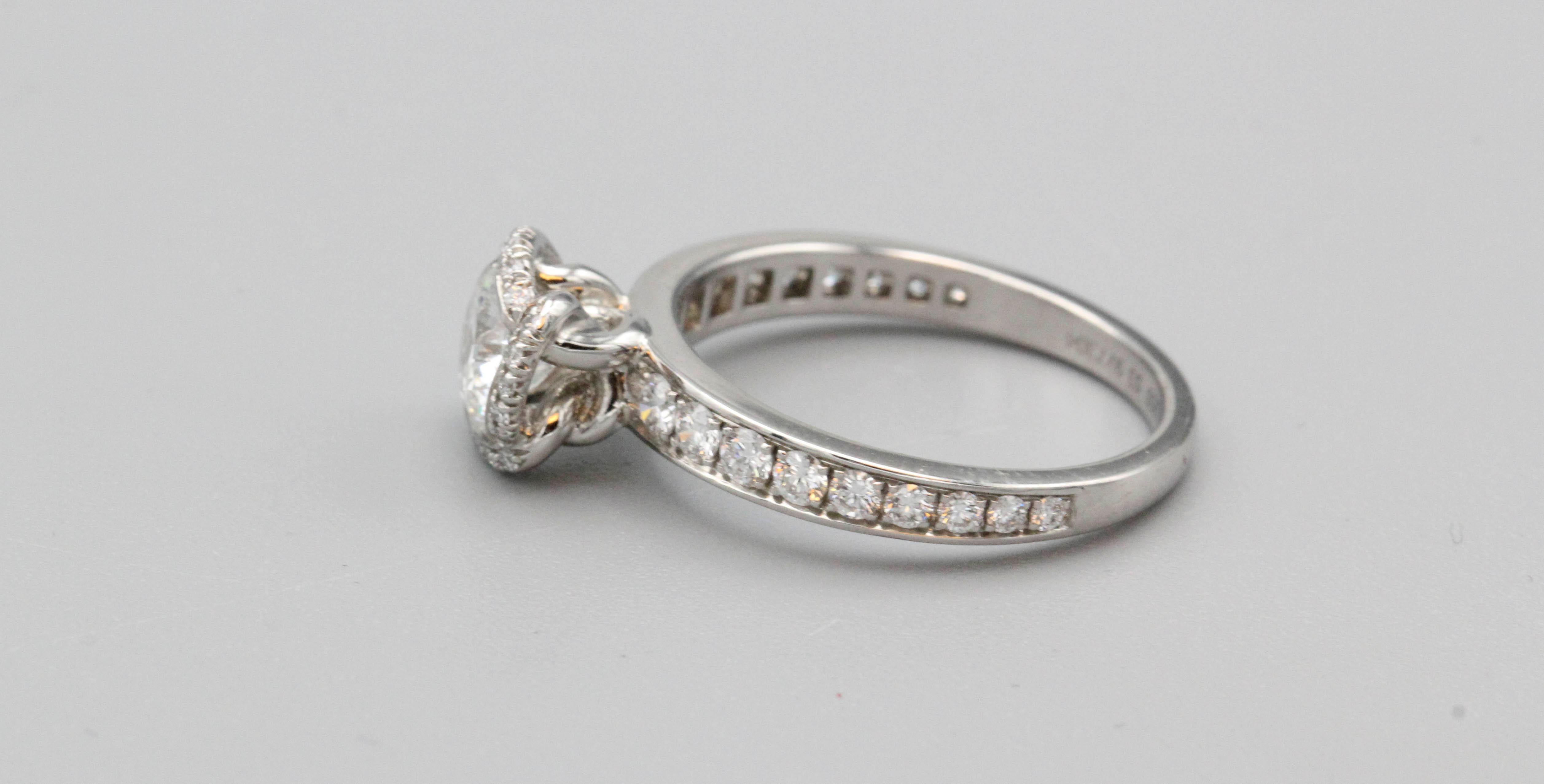 Fred Paris .70 E/VS1 Diamond Platinum Fleur Celeste Flower Engagement Ring 2