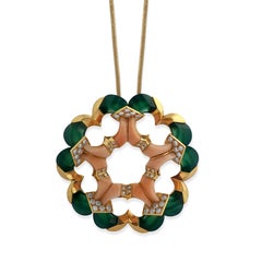 Fred Paris, A Gold, Coral & Chrysoprase Pendant