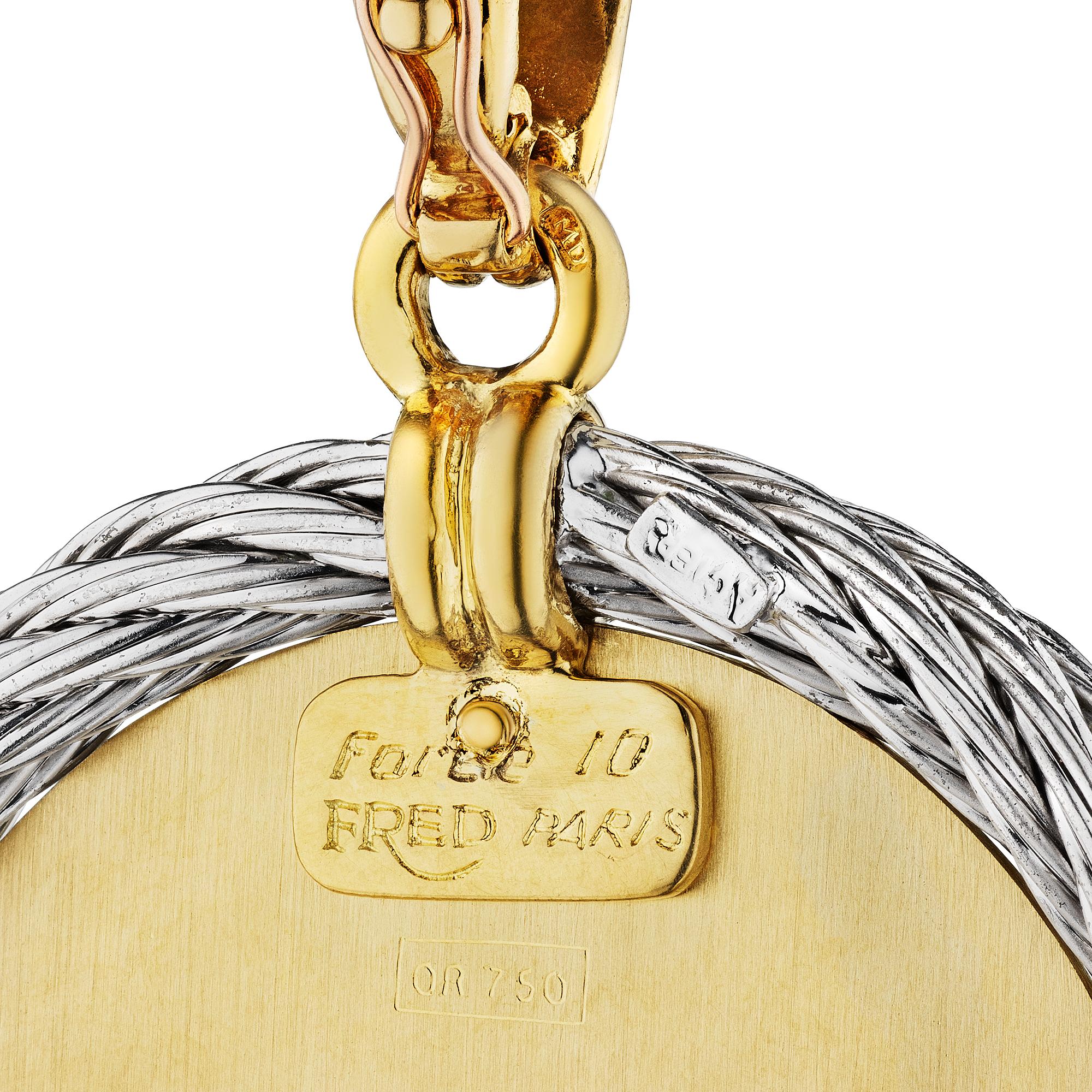 Fred Paris Pendentif Zodiac Vintage Aquarius en or et acier Steele Unisexe en vente