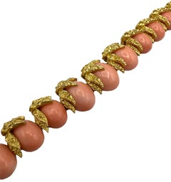 Fred Paris Bracelet, Vintage 18k Gold Coral
