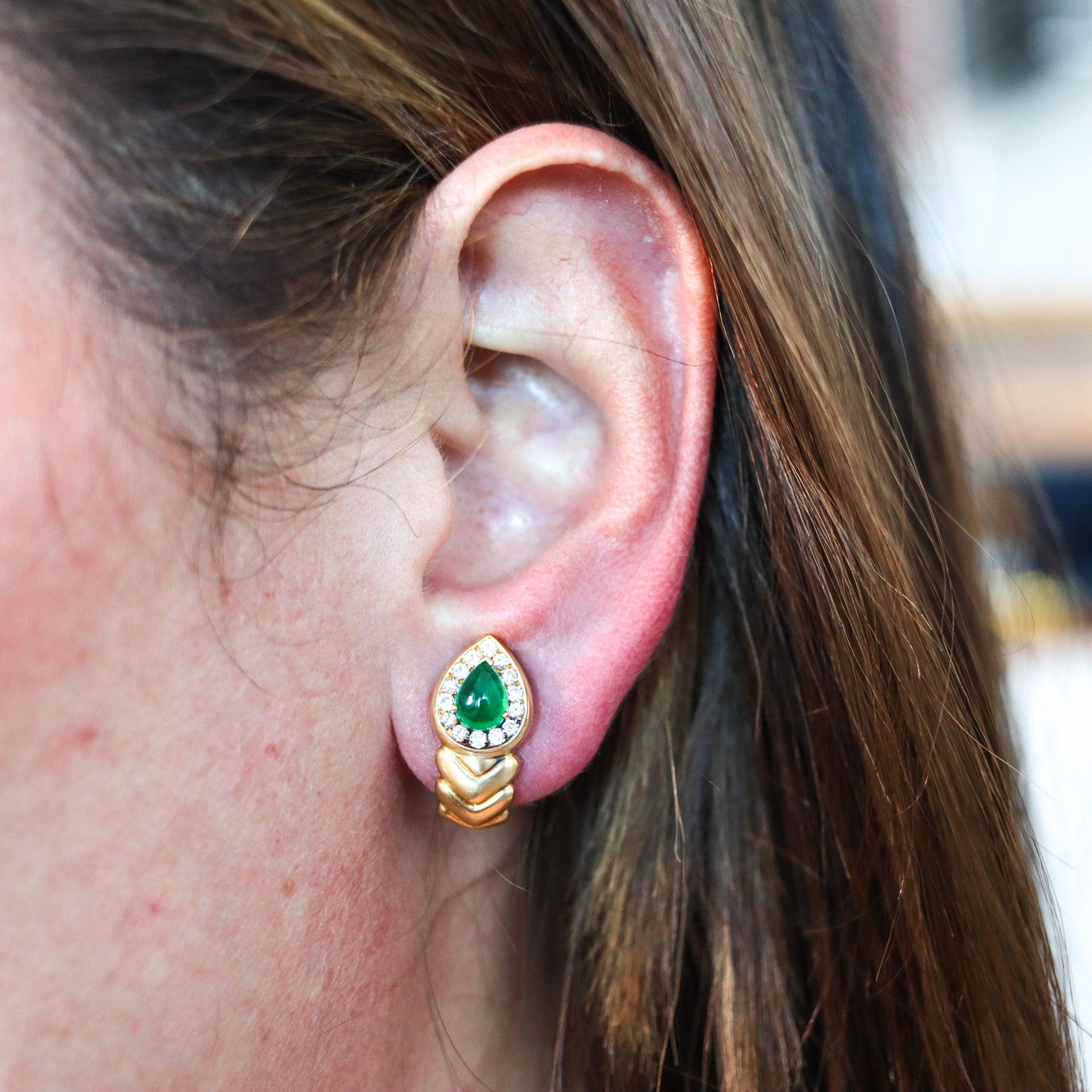 Clips-on earrings designed by Fred of Paris.

This is an exceptional pair of clip-on earrings, created in Paris France by the jewelry house of Fred Joaillier, back in the late 1980's. This gem set pair has been carefully crafted in solid yellow gold