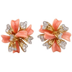 Fred Paris  Coral Diamond Earrings