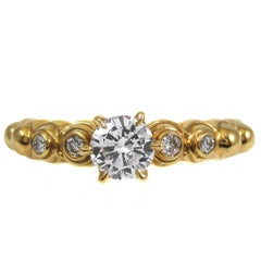Fred Paris Diamond 18 Karat Gold Solitaire Ring