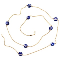 Fred Paris Diamond and Lapis Necklace