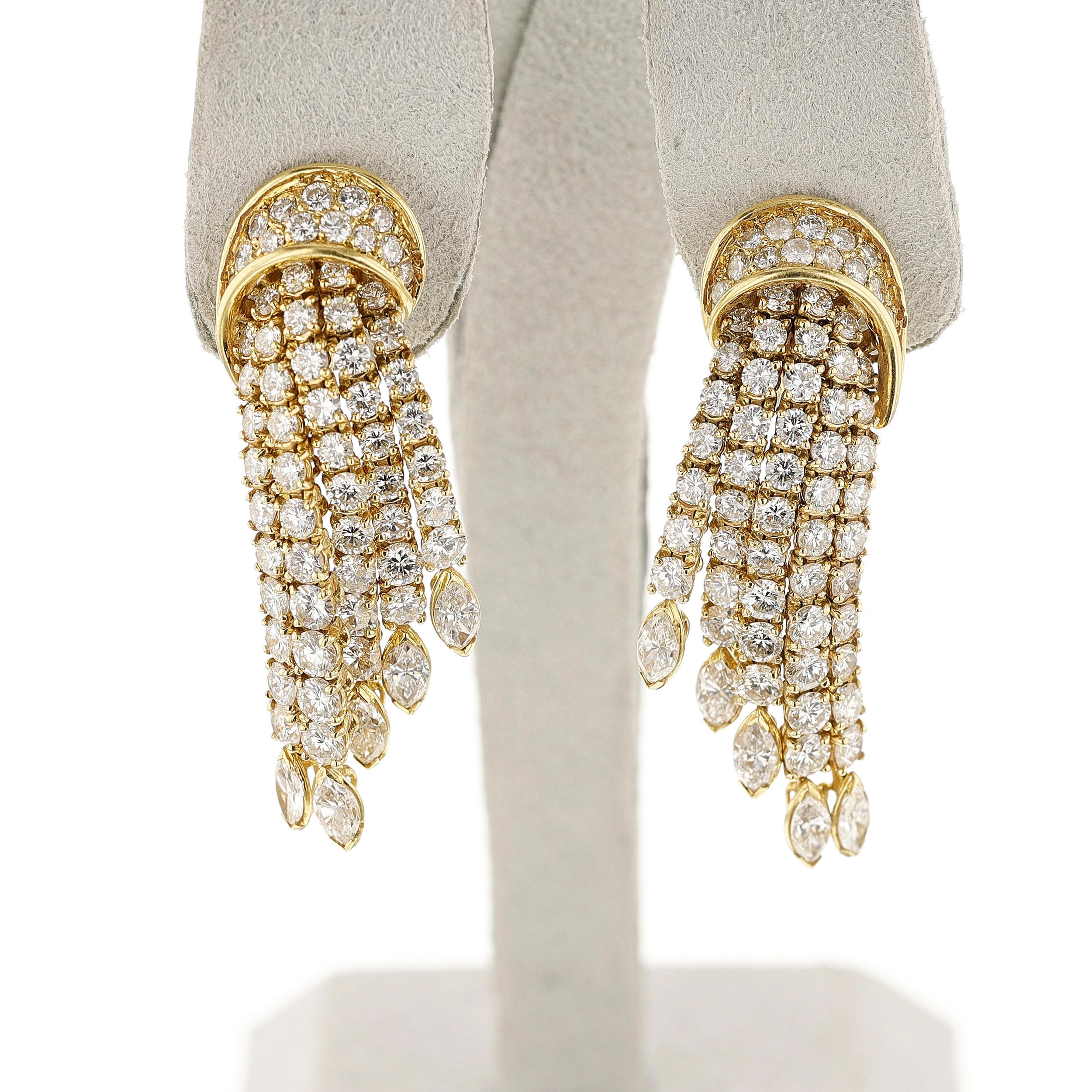Women's or Men's Fred Paris Diamond Dangling Earrings, 18k  For Sale
