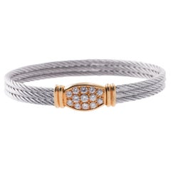 Fred Paris Diamond Gold and Steel Bracelet