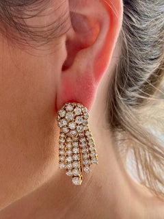 FRED PARIS  DIAMOND gold FRINGE EARCLIPS