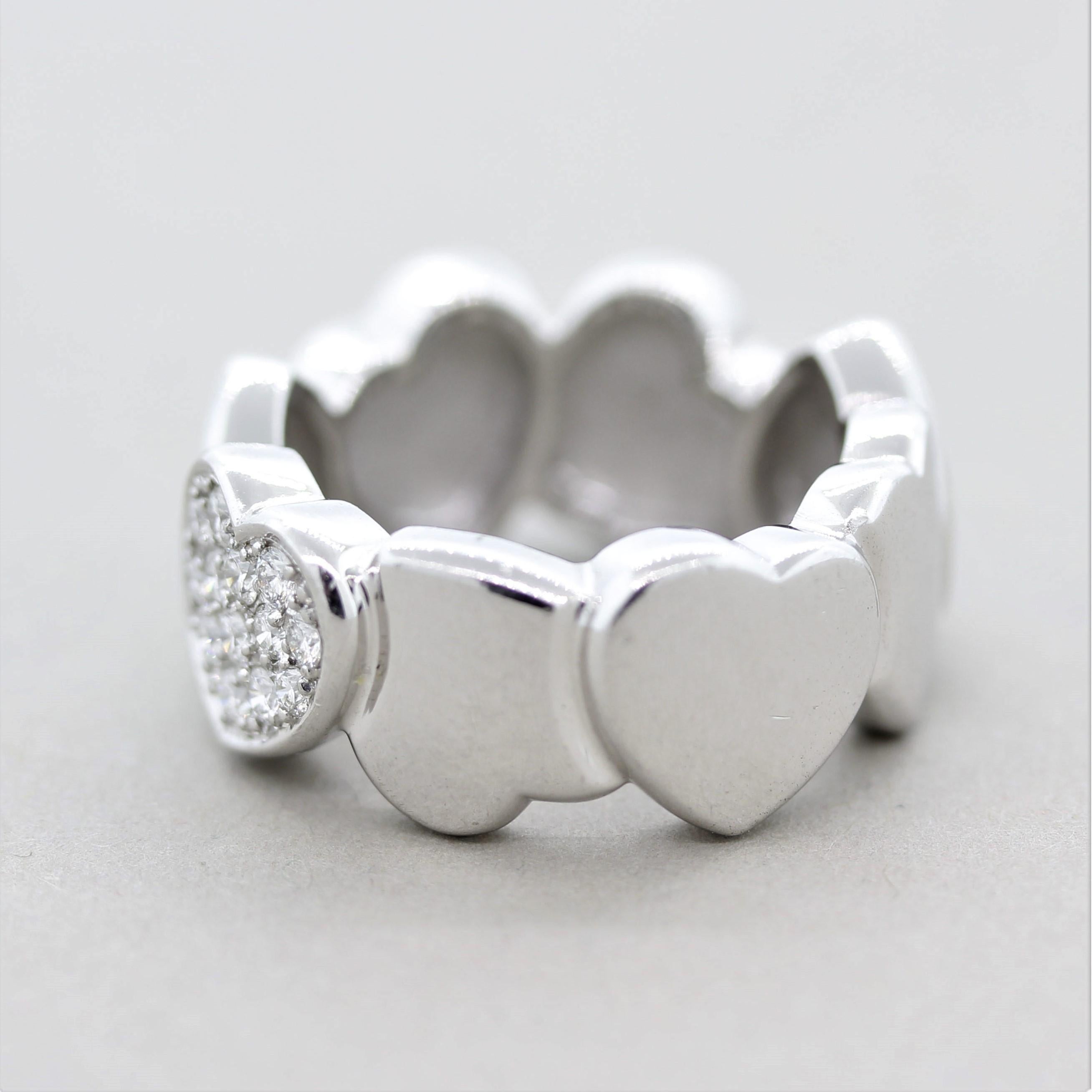 Fred Paris Diamant Gold Herz Band Ring (Rundschliff)