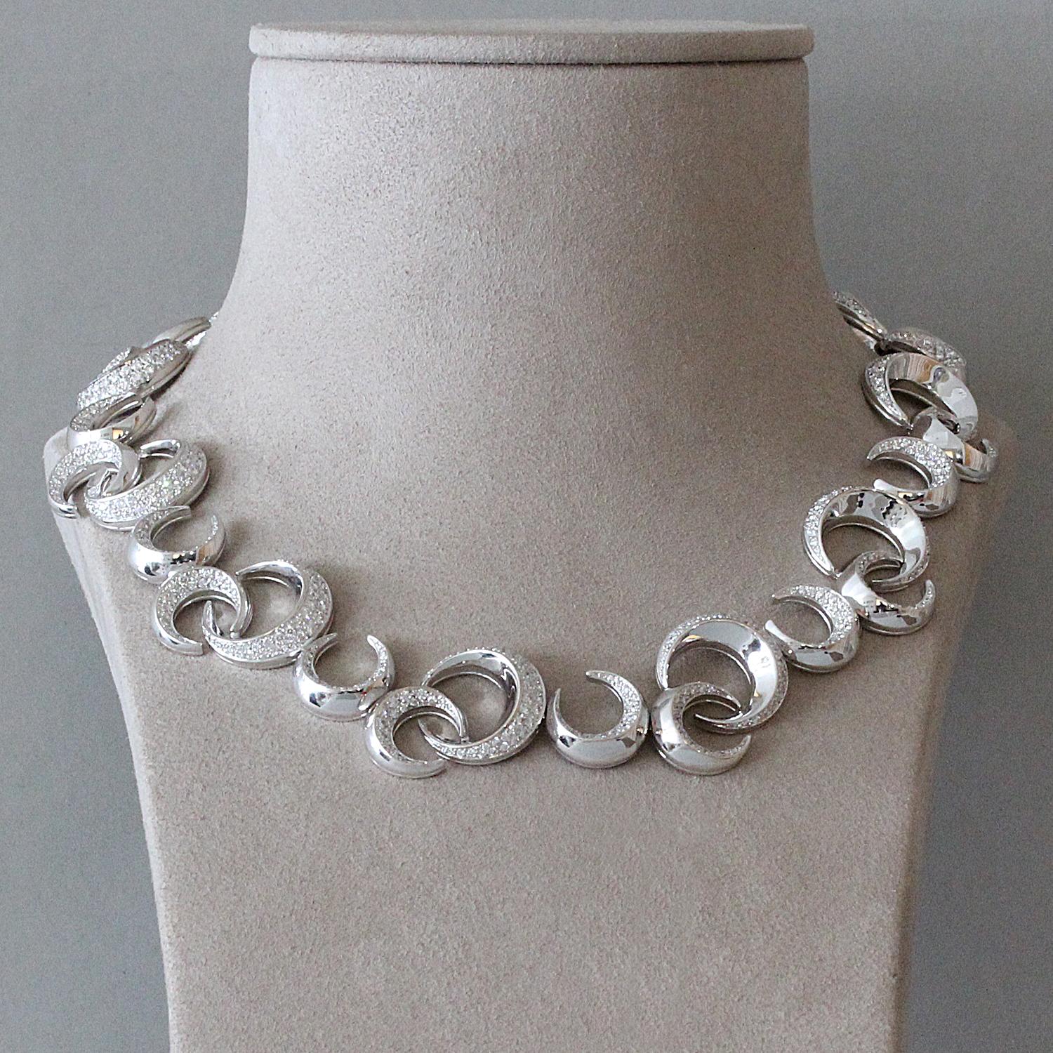 Women's Fred Paris Diamond Gold Moon Crescent Necklace