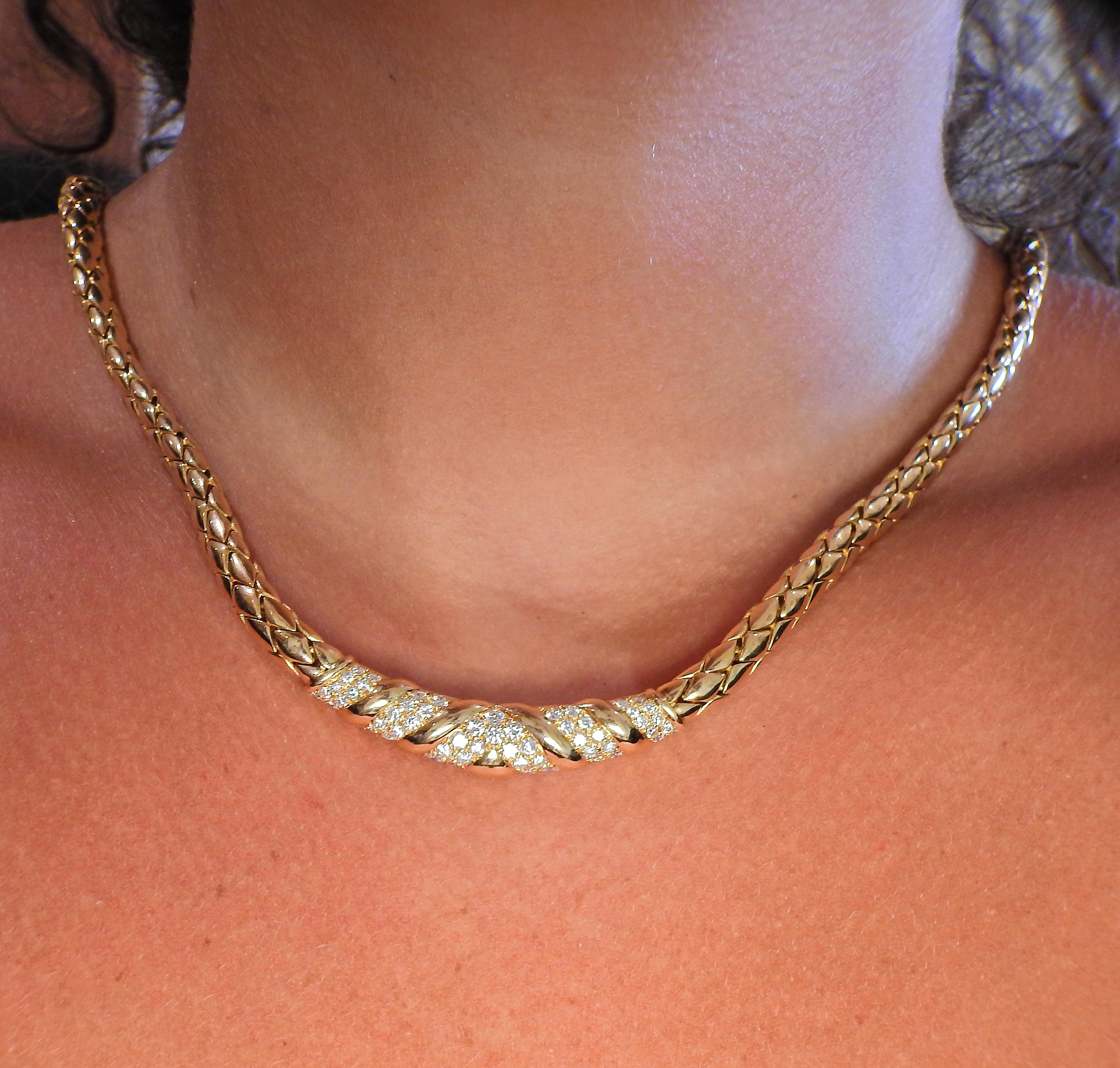 Round Cut Fred Paris Diamond Gold Necklace For Sale