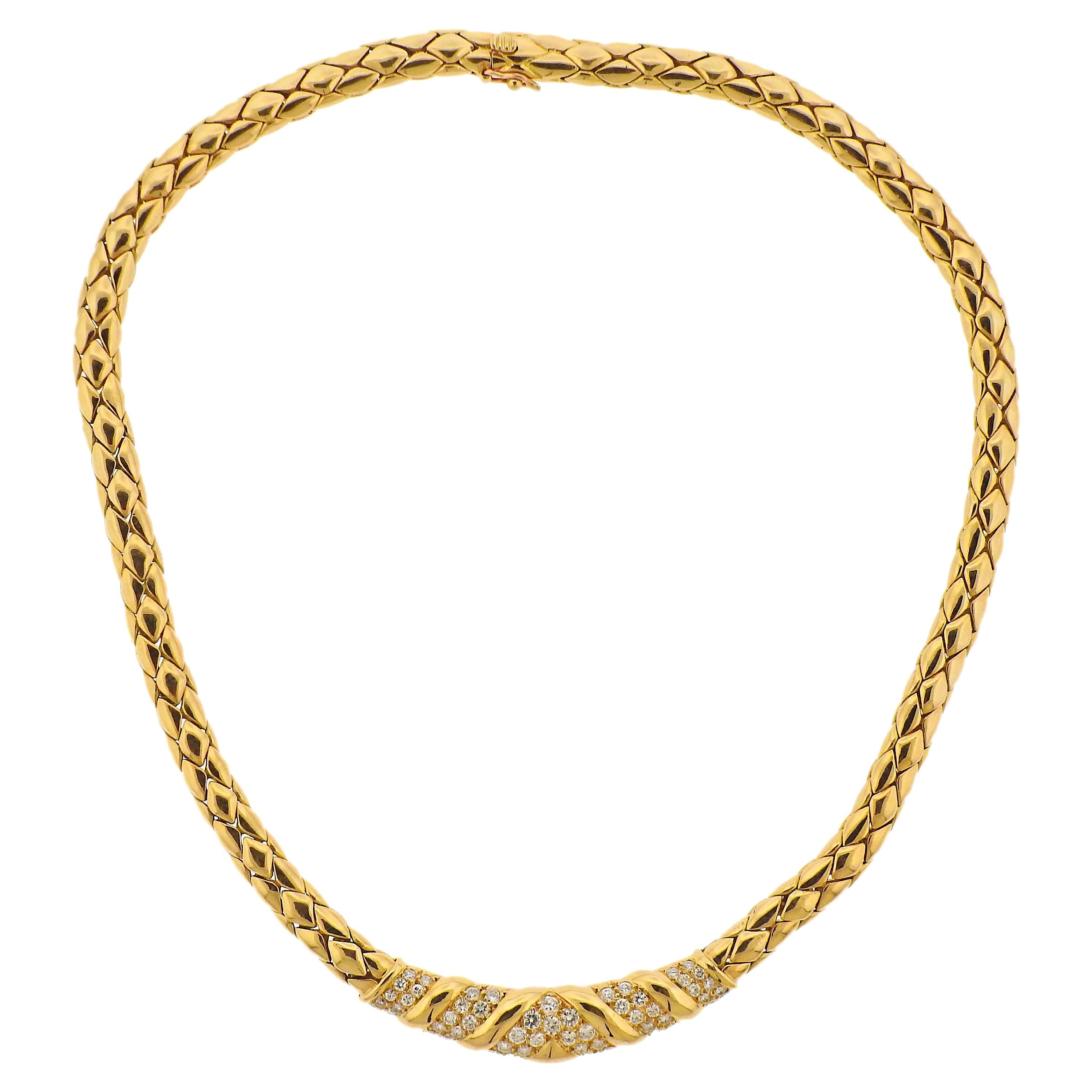 Fred Paris Diamond Gold Necklace For Sale
