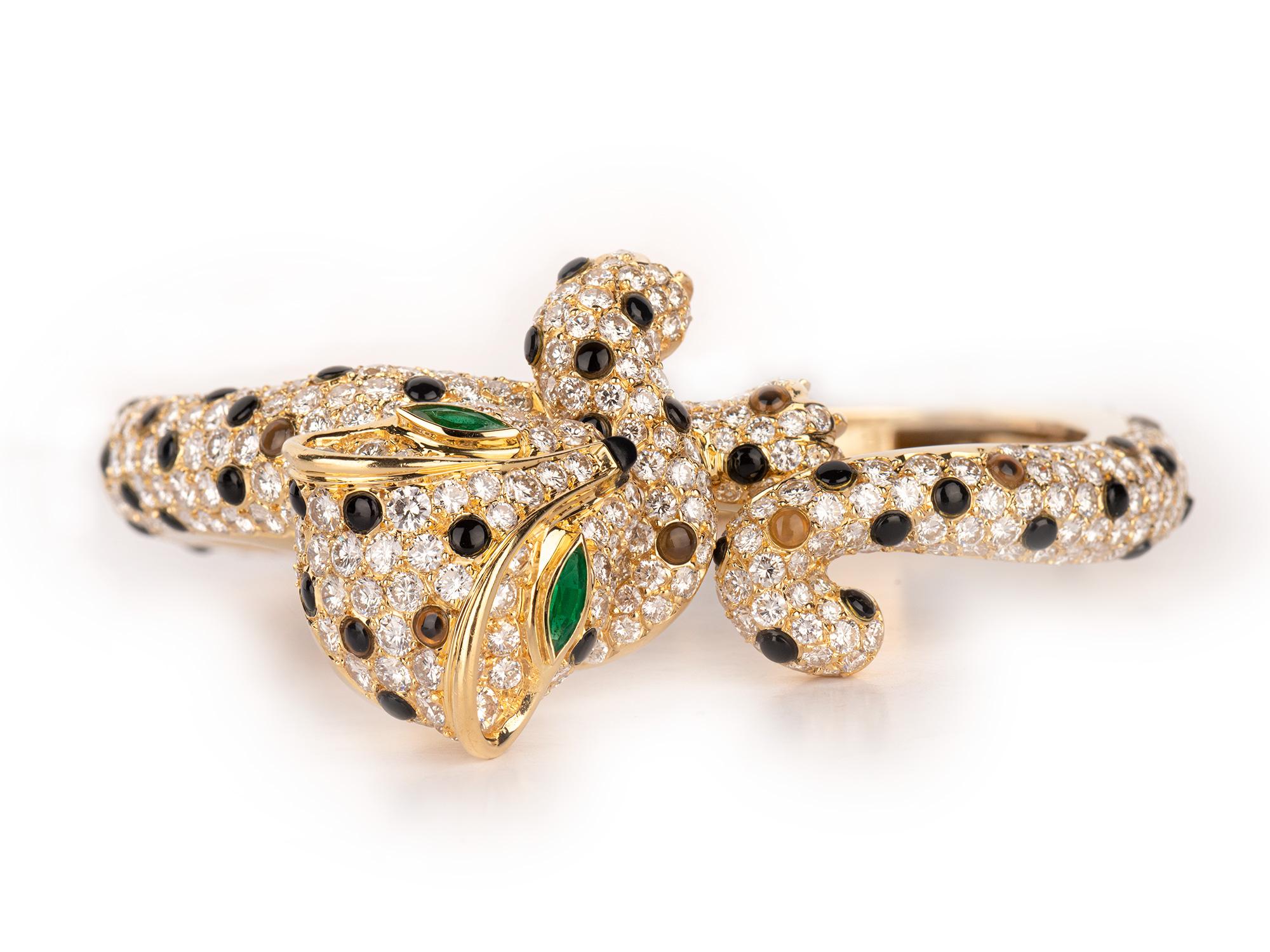Fred Paris Diamond Leopard Bracelet In Good Condition For Sale In San Antonio, TX