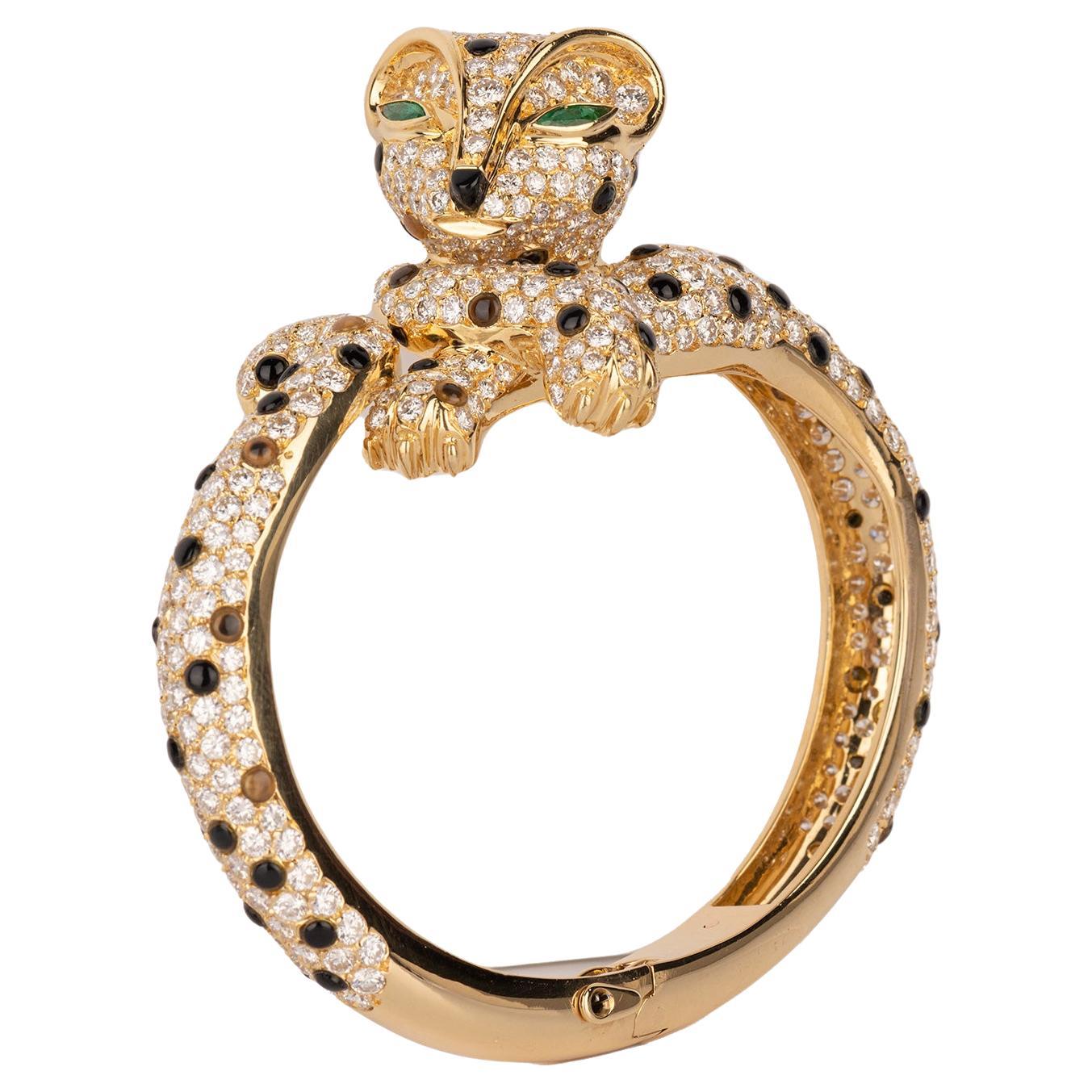 Fred Paris Diamond Leopard Bracelet For Sale