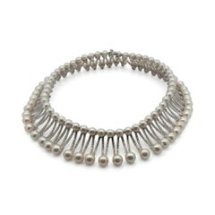 Fred Paris Diamond & Pearl Necklace, Circa 2000
